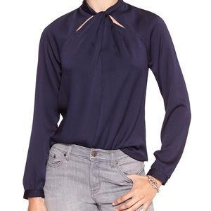 Banana Republic Factory Twisted Neck Blouse/Navy